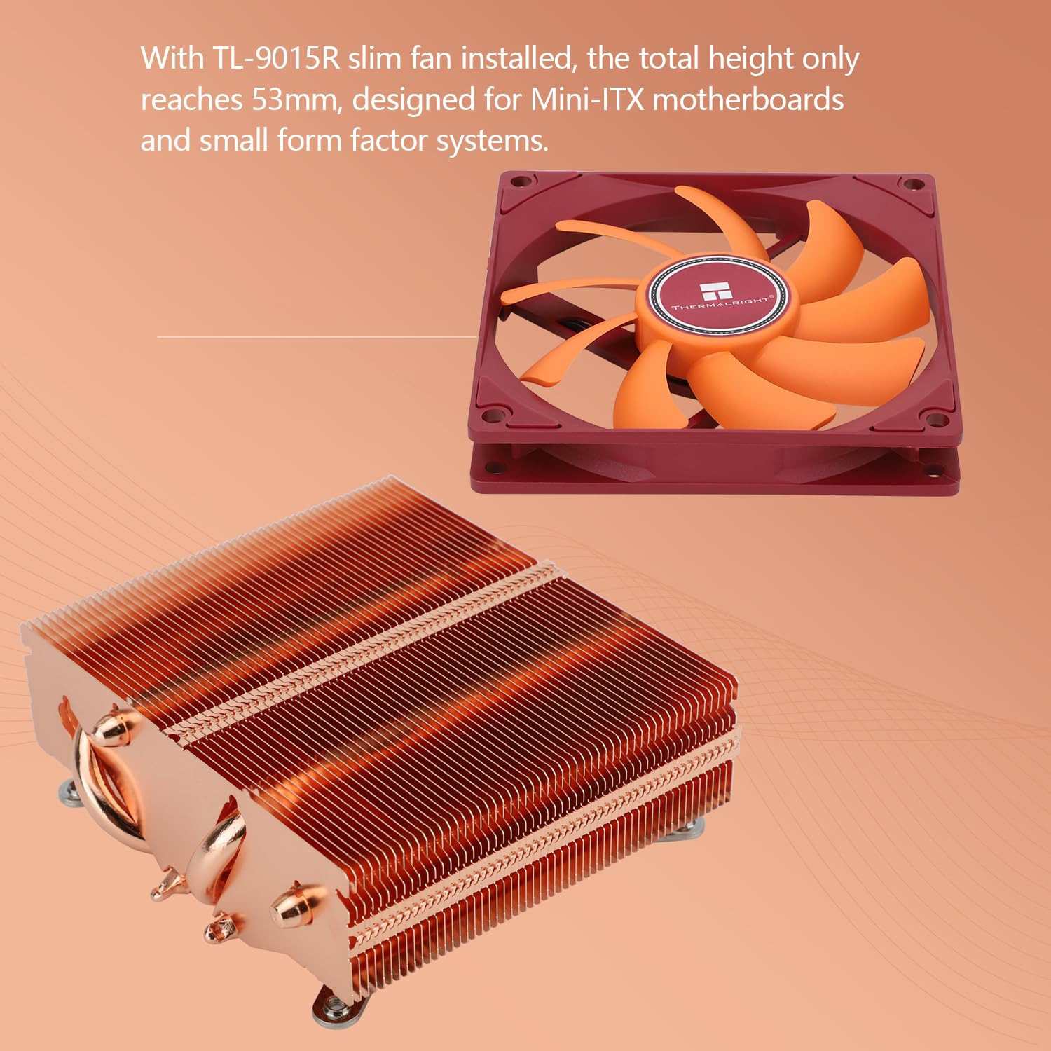 AXP90 X53 Full Low Profile ITX CPU Cooler,With 92Mm Slim PWM Fan for 2700RPM Hig