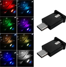 2PCS USB Type-C LED Ambient Light, 8 Colors RGB Car Interior Atmosphere Lamp,...