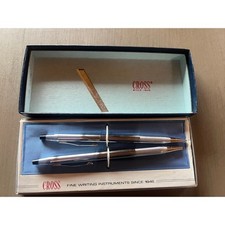 Cross Pen  Pencil Set 3501 Chrome Silver Vintage Writing Instruments Boxed