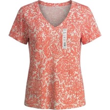 Sonoma T-Shirt Womens XXL The Everyday Short-Sleeve V-Neck Coral Floral Slub