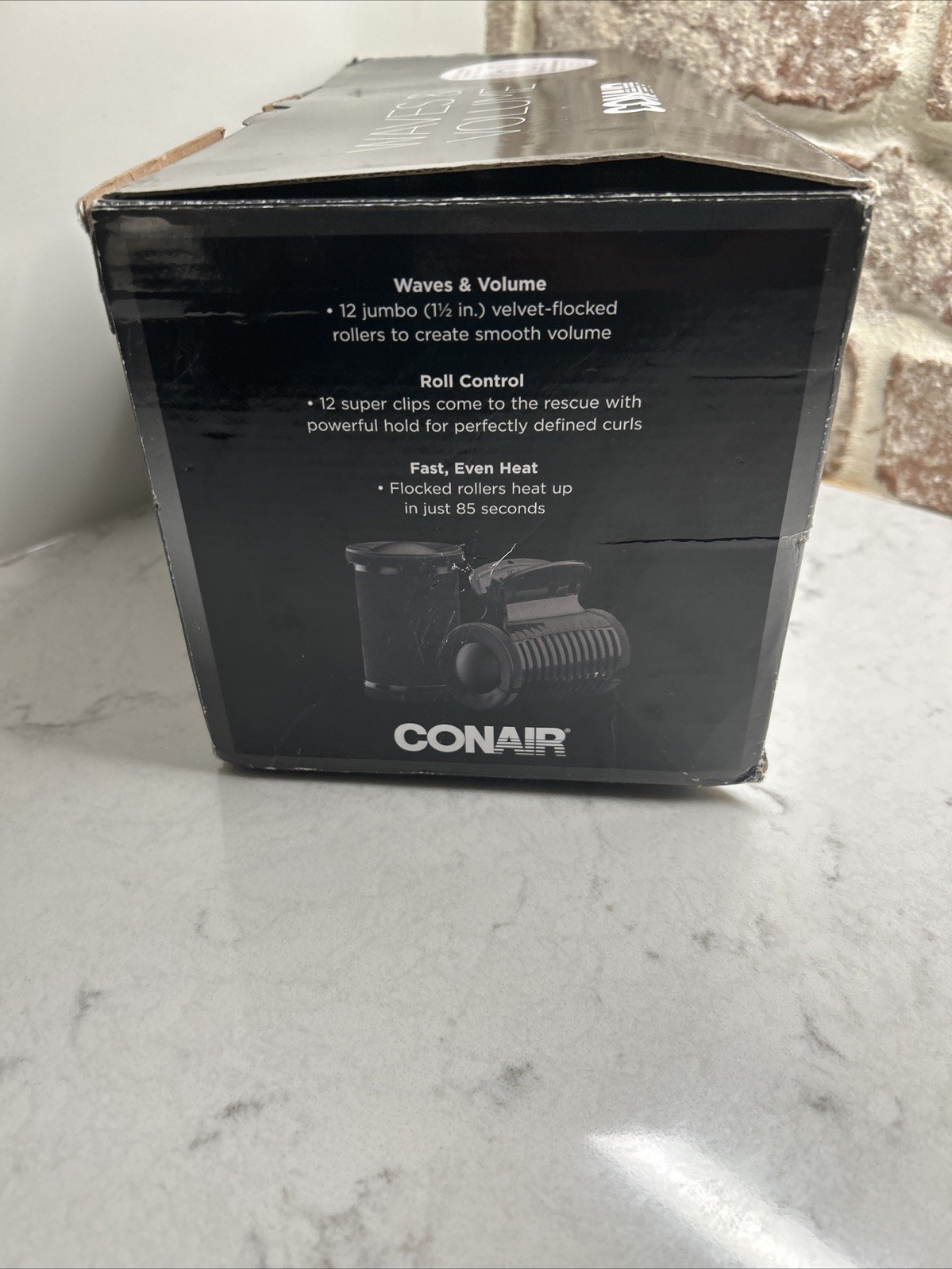 CONAIR Waves & Volume 12 Jumbo Hot Rollers 1 1/2” All Hair W/Clips 12 Black