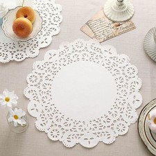 100 WHITE 14" Round Disposable Lace PAPER DOILIES PLACEMATS Event Party Supplies
