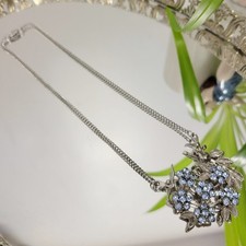 Vintage 50s Blue Rhinestone Flower Necklace