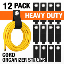 12Pc Extension Cord Organizer Straps Heavy Duty Cable Hose Wire Garage Storage