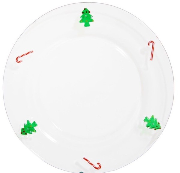 Encanto Mercado Mundial Árbol de Navidad y Bastón de Caramelo Incrustación Vidrio Ensalada Plato Vacaciones