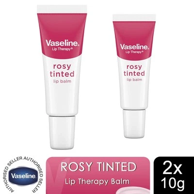 2x Vaseline LipTherapy Rosy Tinted LipBalm For Instant Softness & Pink Hint, 10g