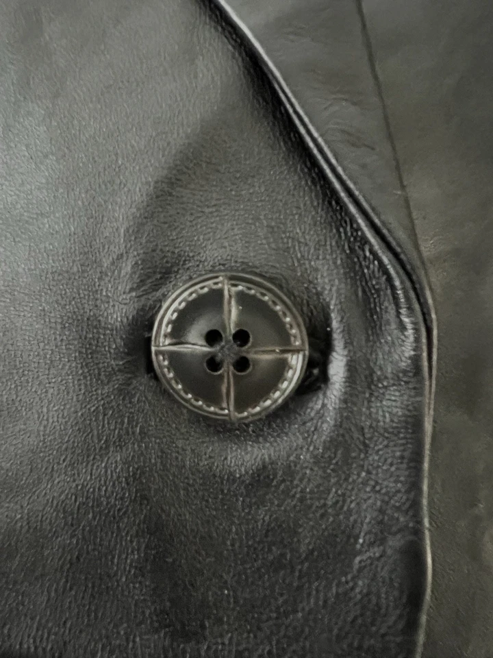 Chaqueta Blazer Vintage Denim & Co 100% Cuero Para Mujer Grande Negra Moto Clásica Foto 4 de 4