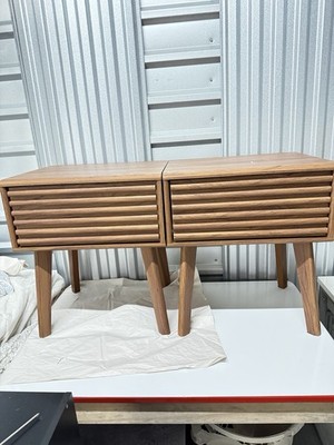 2 Modway Render End Table or Nightstands - Walnut with drawers