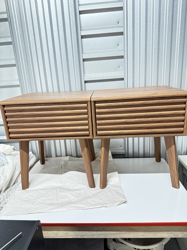 2 Modway Render End Table or Nightstands - Walnut with drawers