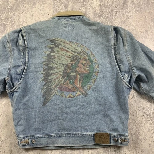 Vintage Polo Ralph Lauren Jacket Mens Large Blue Indian Head USA Made Denim video thumbnail