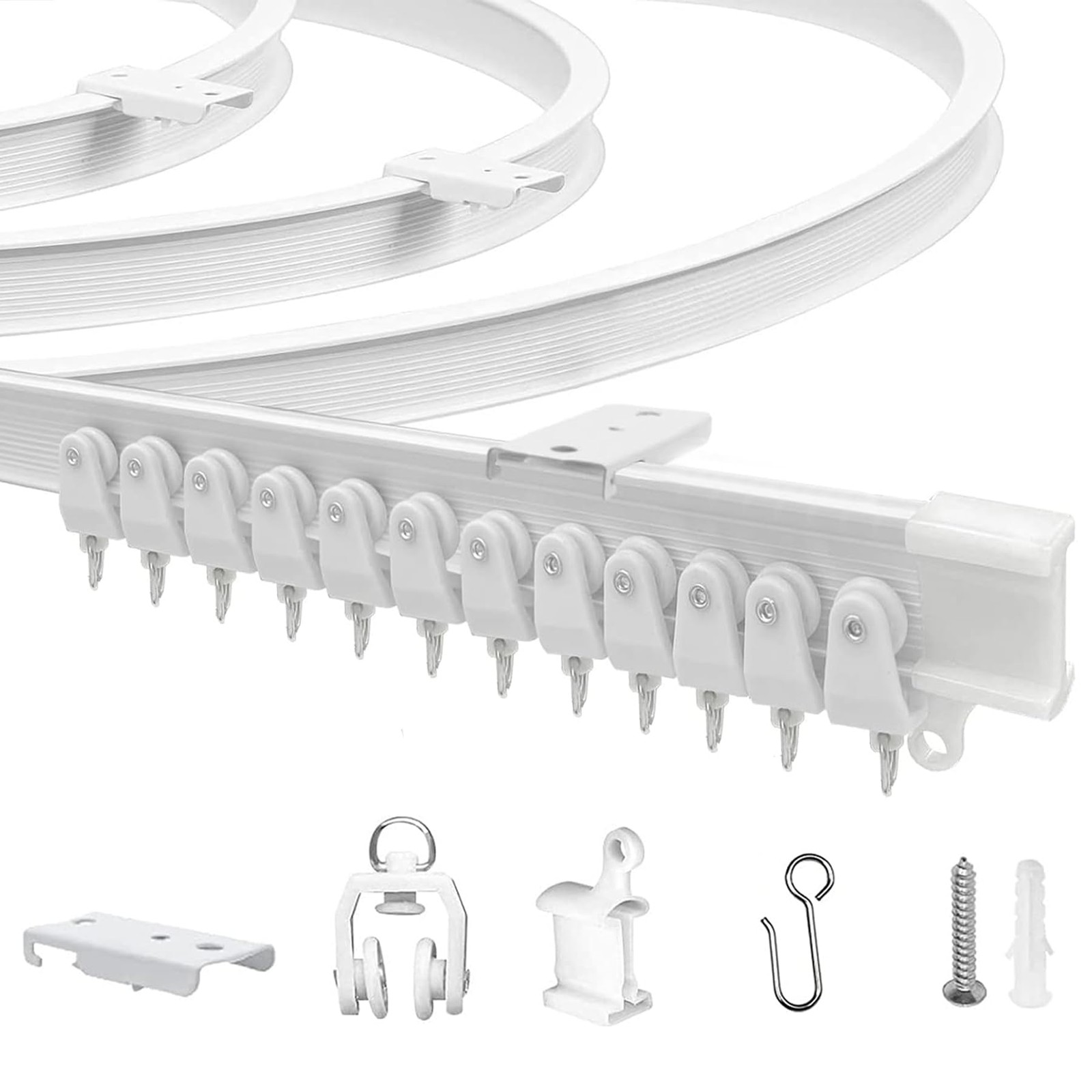 Rail rideaux de plafond orientable 5m en PVC blanc pour dressing et salon