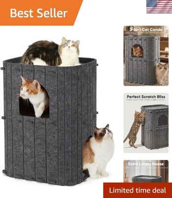 Large 23.62-Inch Multi-Cat Felt Hideaway   Insulated for -Round Comfort