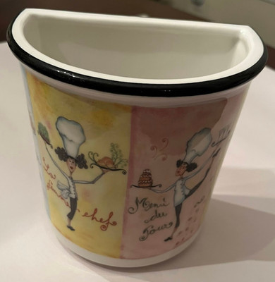 Designed By Brunelli Made In Italy Porcelain Utensil Holder 6 7/8''Tx6 3/8''Lx4''W
