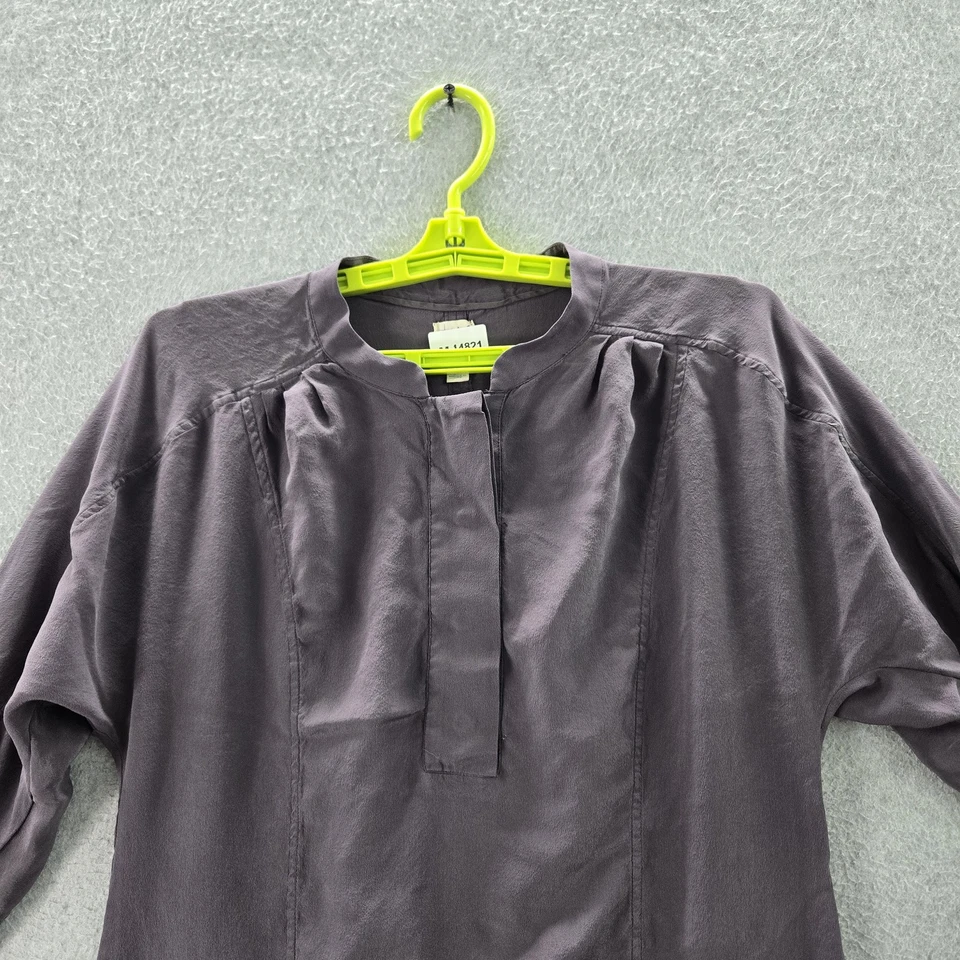 Blusa de mujer Anthropologie Edme & Esyllte M túnica de seda púrpura lengüeta enrollable Foto 4 de 4