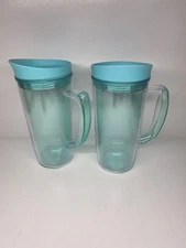 Water Juice Drink Pitcher Screw On Lid Multifunction Plastic 2 Pack