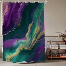 Purple Green Marble Shower Curtain Colorful Marble 72"W x 72"L Pack of 1