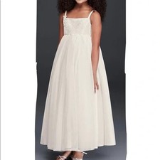 David&rsquo;s Bridal OP212 Soft white lace tulle layered flower girl dress size 3