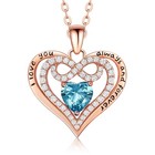 Birthday Month 18K Rose Gold Silver Heart Pendant Infinity Birthstone Necklace