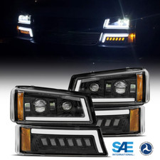 For 2003-2007 Chevy Silverado 1500 2500 LED DRL Headlights Projector Bumper Lamp
