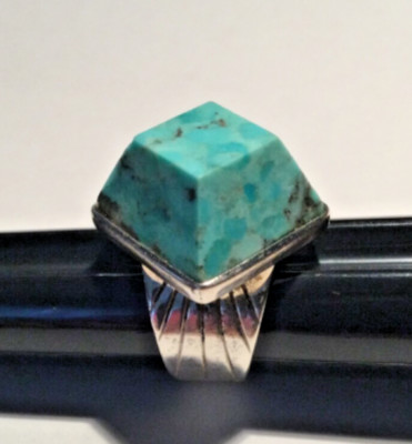 Designer DTR Jay King Sterlingsilber EINZIGARTIGER Türkis geometrischer Ring Größe 5,75