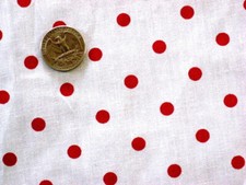 RED ON WHITE SMALL DOT 1/4" POLY-COTTON 60" SEW CRAFT FABRIC NEW