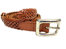 Talbots Womens Belt Size M Brown Genuine Leather Square Buckle 6008