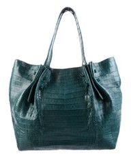 $3950 Nancy Gonzalez Teal Green Crocodile Handle Bag