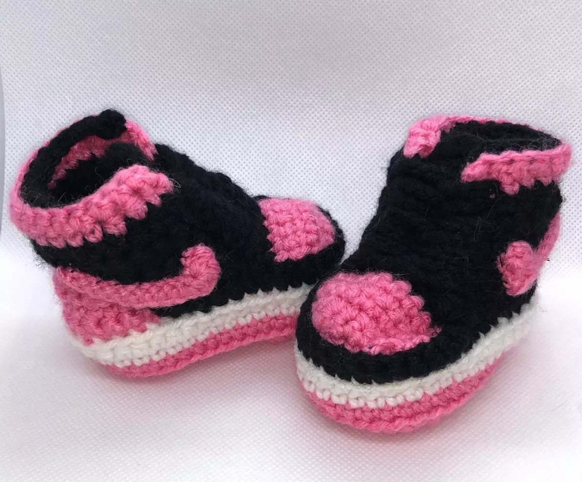 Baby Crochet Shoes Infant Sneakers Jordans Air Pink Black White eBay