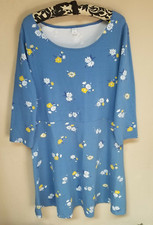 Old Navy Long Sleeves A-Line Dress XL Floral Daisy Blue Stretch Pullover Casual