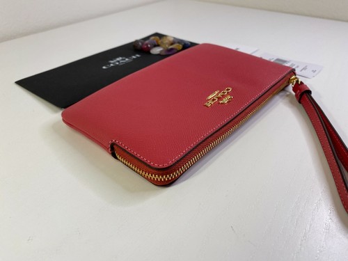 Nuevo con etiquetas Coach Pulsera Grande Cuero Cruzado Fresa: Esquina Cremallera Cartera 3888 - Imagen 5 de 10