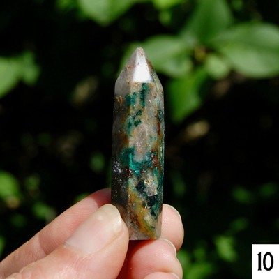 Phoenix Stone Ajoite Malachite Azurite Chrysocolla Quartz Crystal Tower, Messina