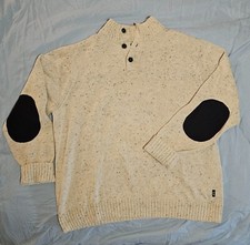 Chaps Men's Sweater w/Leather Elbow Patches-Grey , XL, NearNew; GREAT FIND 
