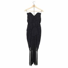Dolce & Gabbana Black Strapless Lace Fringe Cocktail Dress