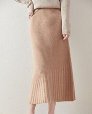 Women Wool Long Skirt Elastic Waist Knit Sweater A Line Midi Skirts Warm