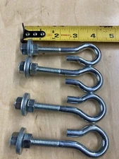 (4) Hanger/Hook Eye/Swing/Tension J bolts 3/8" X 4" With Washers Nut