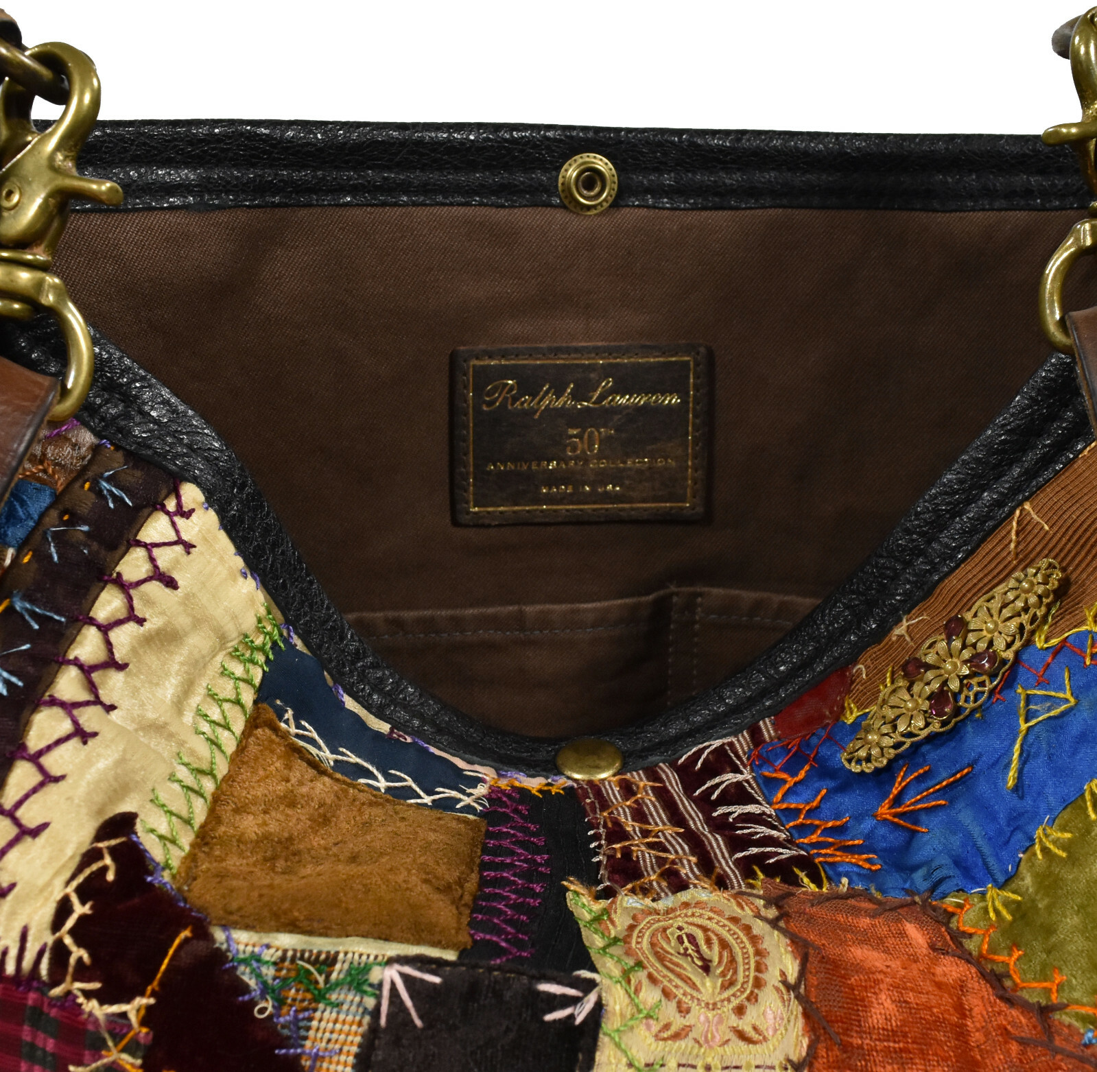 Ralph Lauren Purple Label 50th Anniversary Patchwork Shoulder Hobo Bag New $3500 image 4