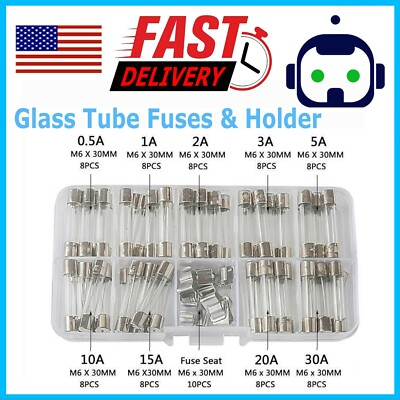 #ad #ad 6x30mm 72 Car Boat Quick Blow Glass Tube Fuse Assorted Kit Fast blow Glass Fuses $9.95