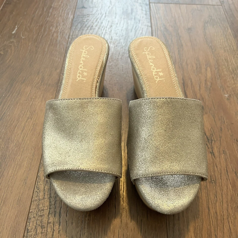 Splendid Champagne Lana Platform Leather Slide 6 - Image 2 of 4