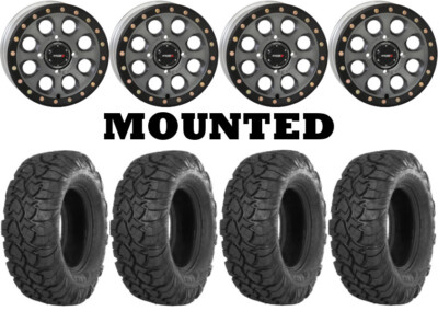 Kit 4 ITP UltraCross R-Spec Tires 27x9-14 on System 3 SB-7 Beadlock Gray CAN