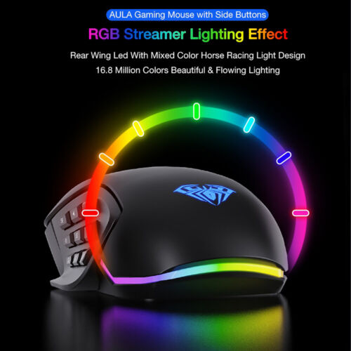RGB Gaming Mouse 10000 DPI Side Buttons Marco Programmable Wire for Laptop, pc - Picture 10 of 12