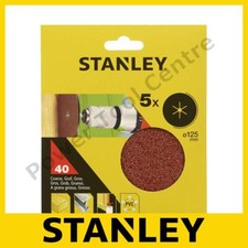 Stanley STA32640 Five Pack Of 40 Grit 125mm White Aluminium Oxide Sanding Discs