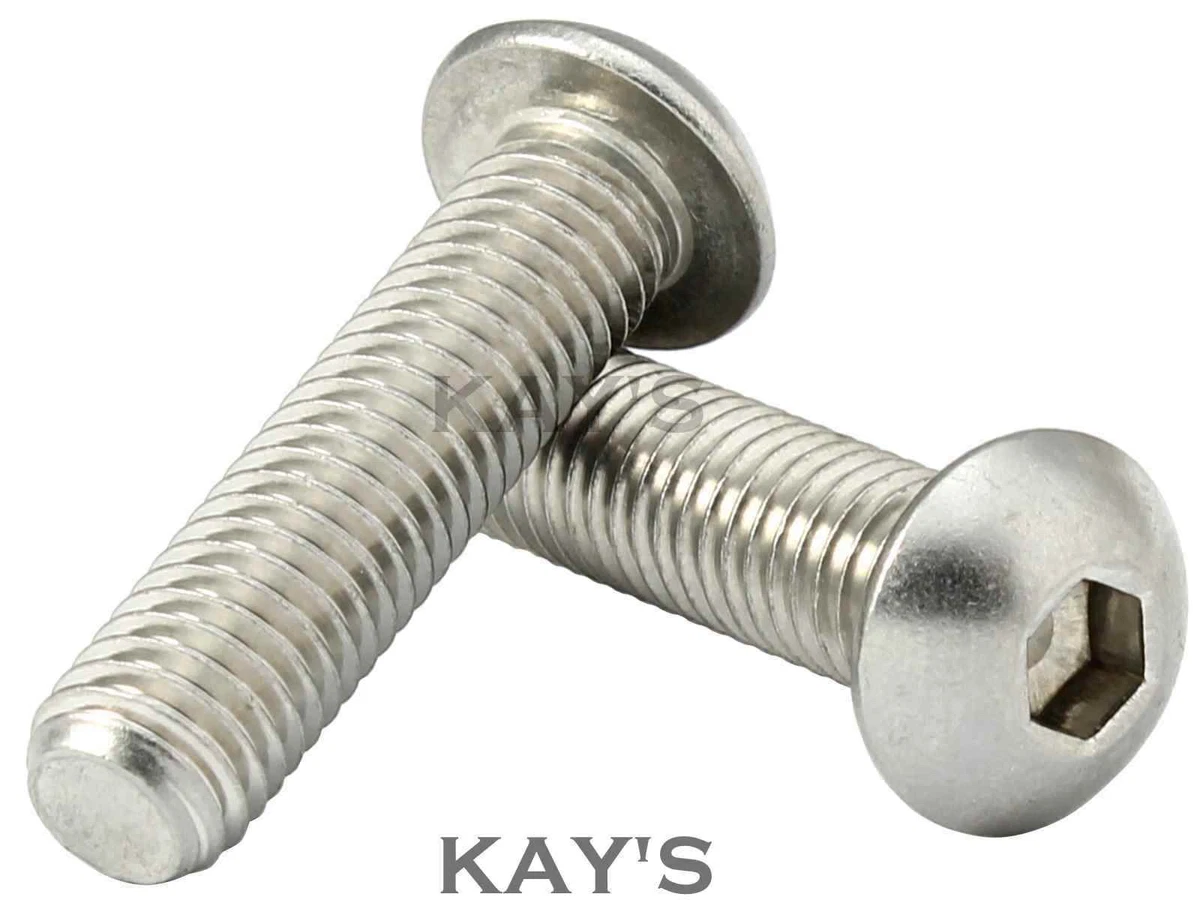 M6 (6mmØ) BUTTON HEAD SCREWS, ALLEN KEY SOCKET DOME BOLTS A2 STAINLESS STEEL