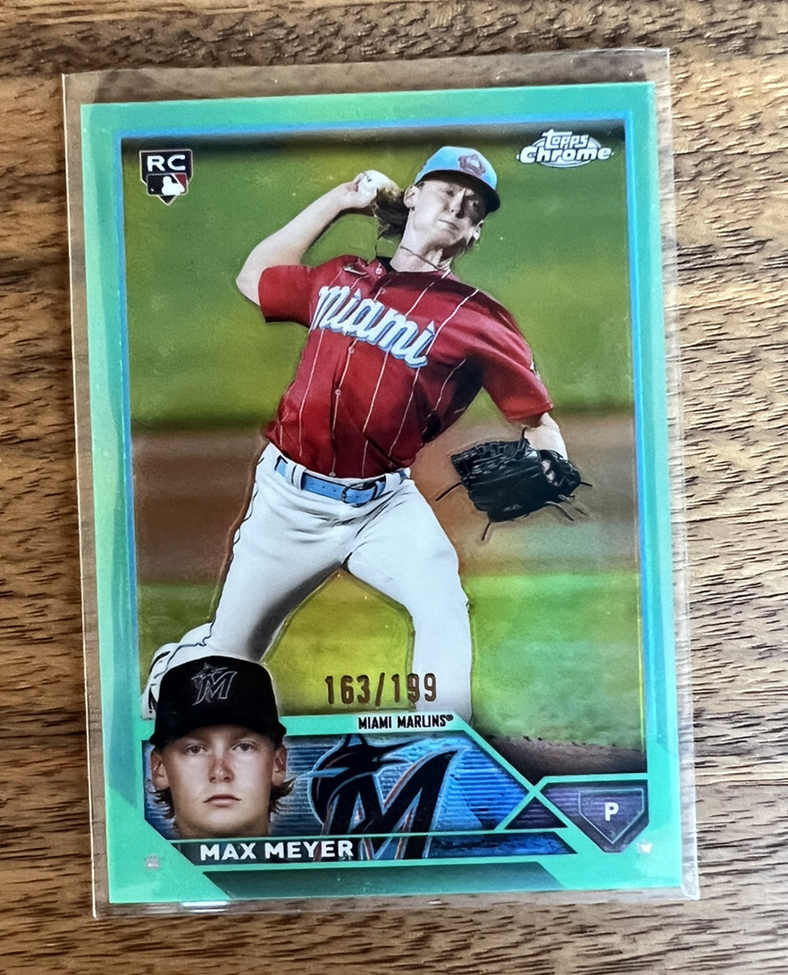 2023 Topps Chrome Aqua Refractor #104 MAX MEYER RC Rookie /199 Miami Marlins💎