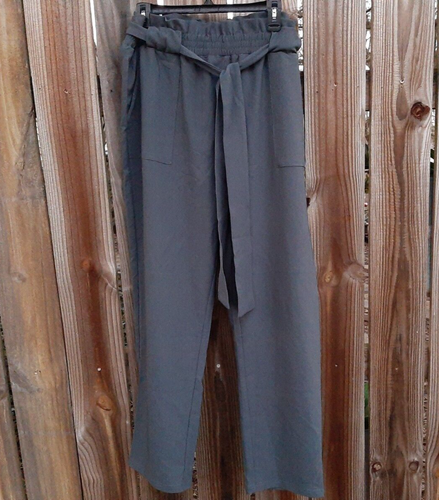 Grace Women's Cropped Paper Bag Waist Pants with Pockets 3XL Gray NWOT