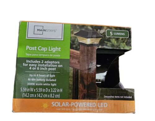 Mainstays 5 Lumen Solar Power LED Post Deck Cap Light Outdoor Fence Lamp - Picture 3 of 3