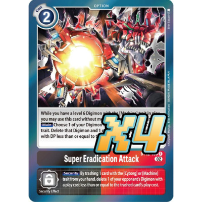 4x Super Eradication Attack BT12-108 Rare Across Time NM Digimon CCG