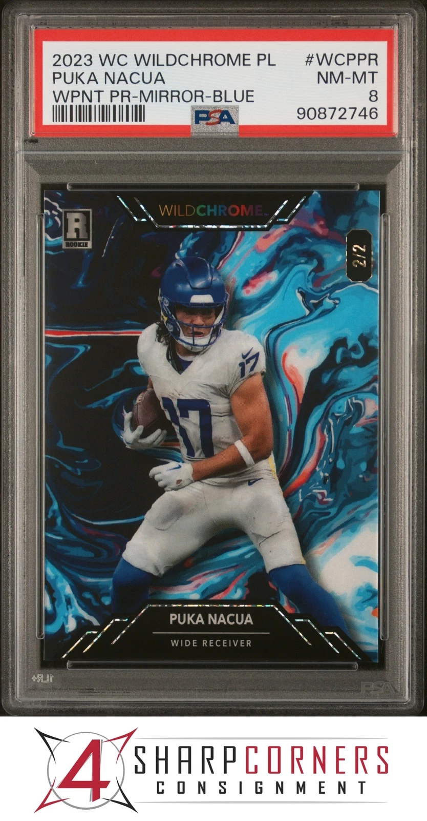 Puka Nacua Wild Card Wildchrome Pro-Look Wildpaint Promo #WCPPR Mirror Foil-Blue