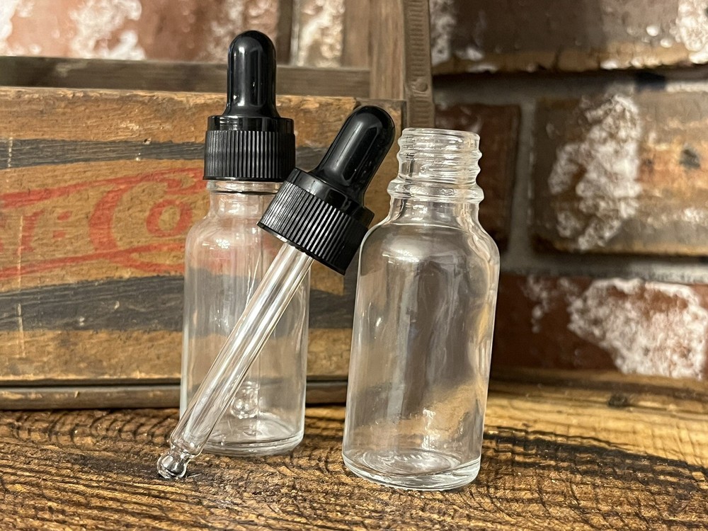 .67 oz Clear Glass Bottle w/ Black Dropper PICK QUANTITY Essential Oil Tinctures