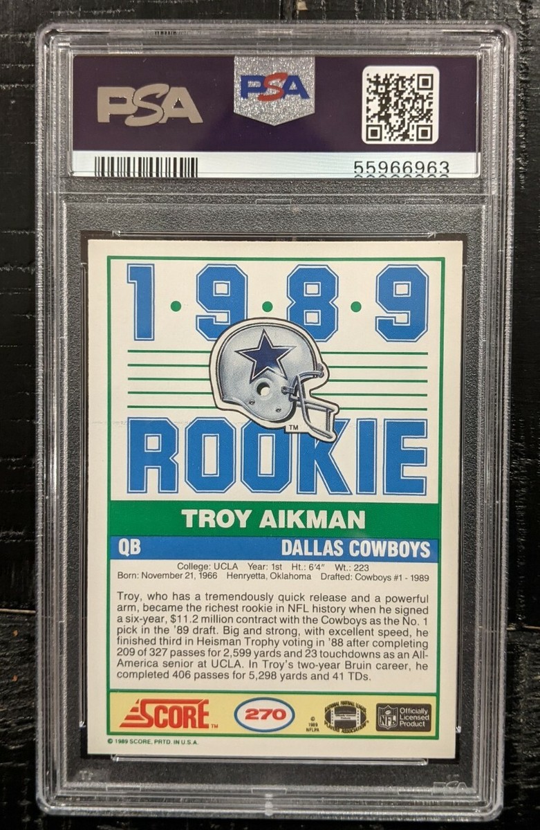 お値下げ可　PSA鑑定　1989年　TROY AIKMAN ルーキーカード Troy Aikman 1989 Topps Traded Autograph Rookie Card #70T PSA