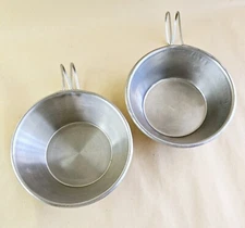 Two Stainless Steel Sierra Cups Lightly Used 1970s Handy for Camping Backpacking